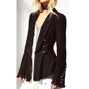 Free People Throwback Black Oversized Corduroy Blazer Sz M